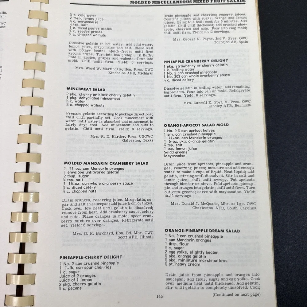 Recipes on‎ Parade Salads Cookbook 1966 Military Officers' Wives 2000 Recipes